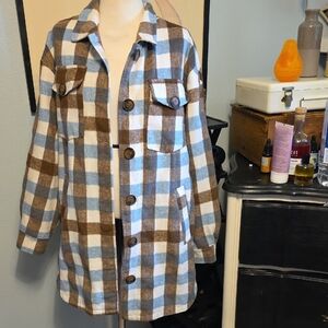 C&C California Checkered Print Flannel Jacket Oversized  Small Barn Jacket